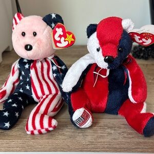 Ty Beanie Babies Stars and Stripes Bears - Red, White, Blue